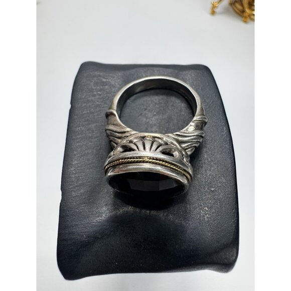 EFFY Luxury 925 Sterling Silver & 14K Gold Black Onyx Ring Sz 8.75 Ornate Signed - Picture 15 of 16